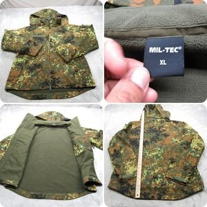 Mil Tec Jacket Mens XL Green Flecktarn Camo Water Resistant Full Zip Military